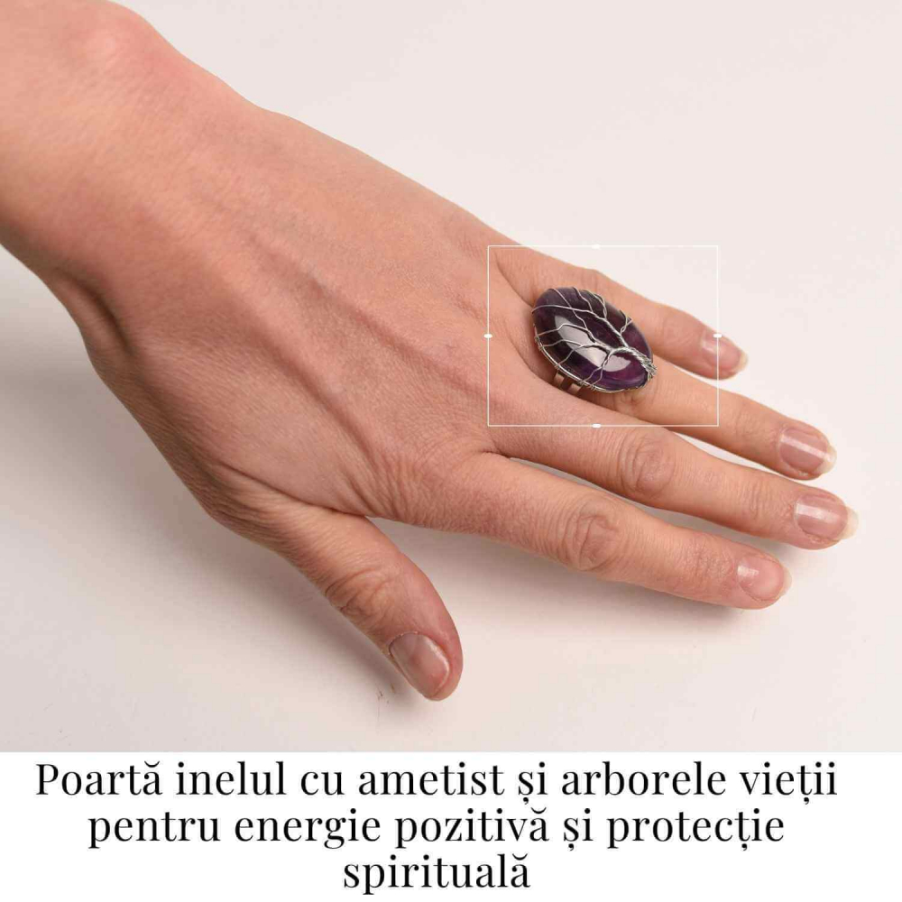 Inel Reglabil cu Ametist si Model Arborele Vietii - Energie si Echilibru [2]