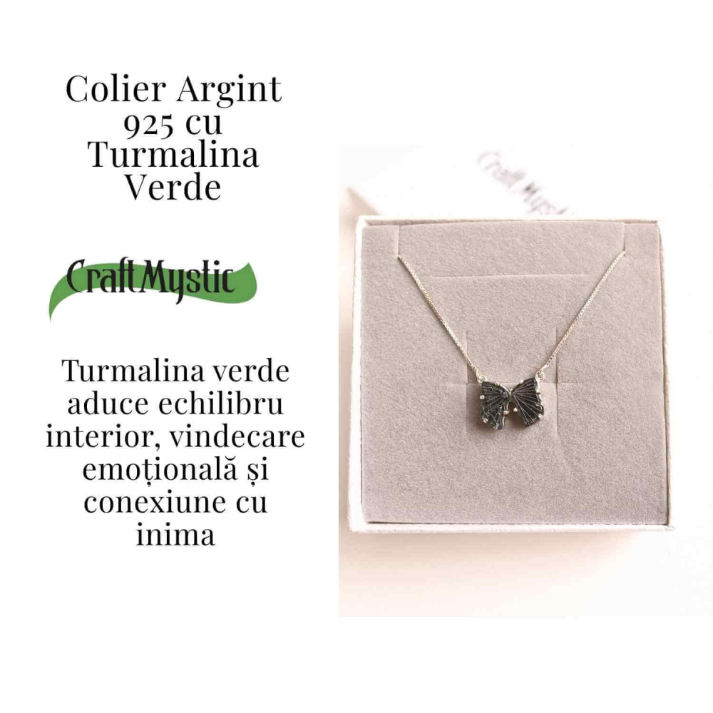 Vindecare si Vitalitate – Colier fluture din Argint 925 cu Turmalina Verde Naturala [3]
