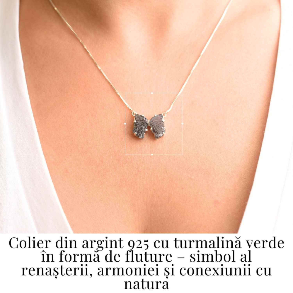 Vindecare si Vitalitate – Colier fluture din Argint 925 cu Turmalina Verde Naturala [2]