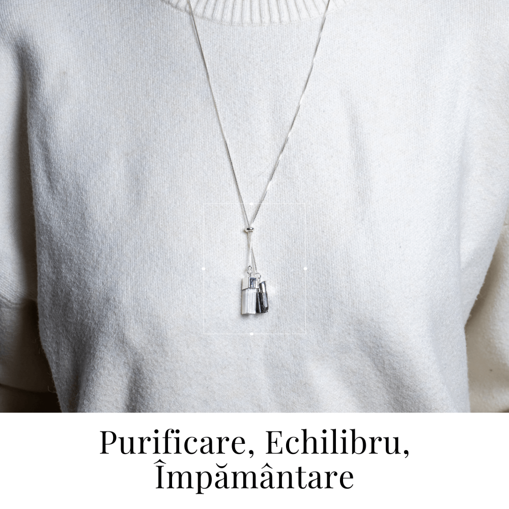 Protectie completa – Colier cu selenit si turmalina neagra pentru energie curata [2]