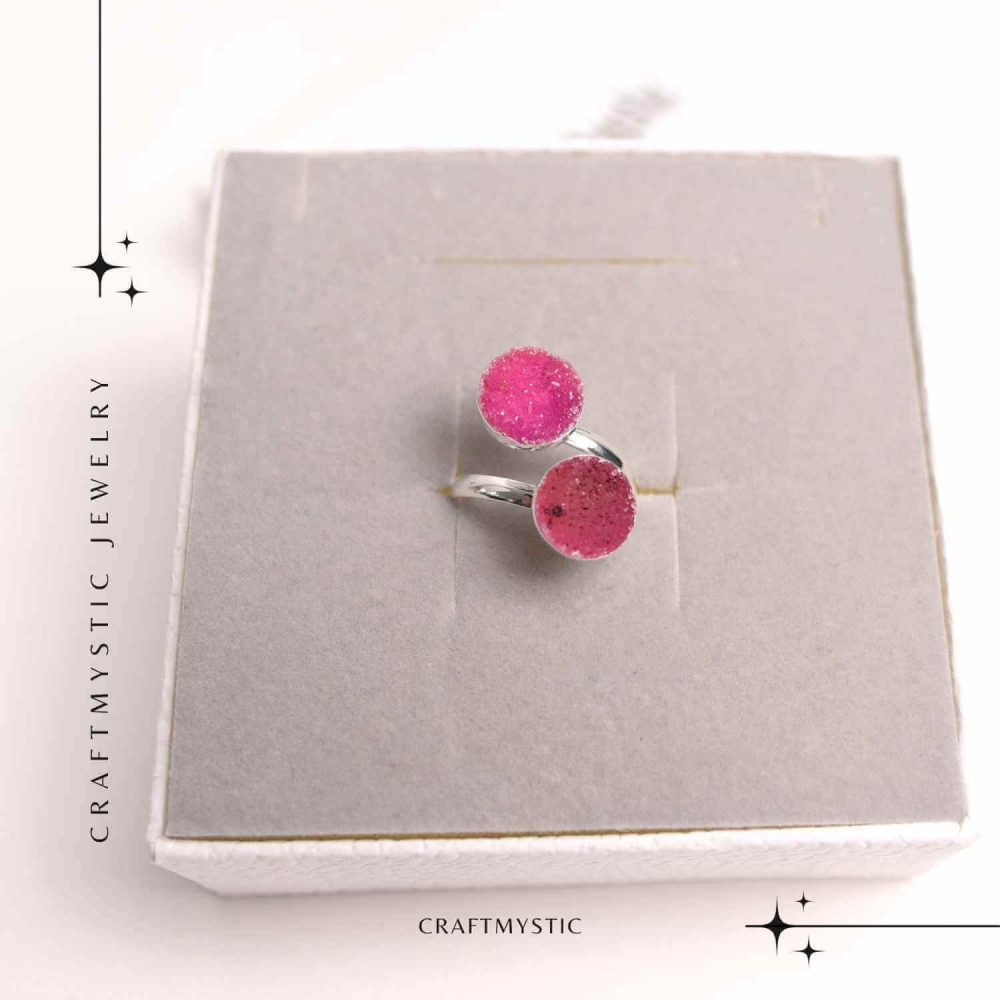 Inel Argintiu cu Dublu Agat Druzy – Energie si Eleganta Unica [6]