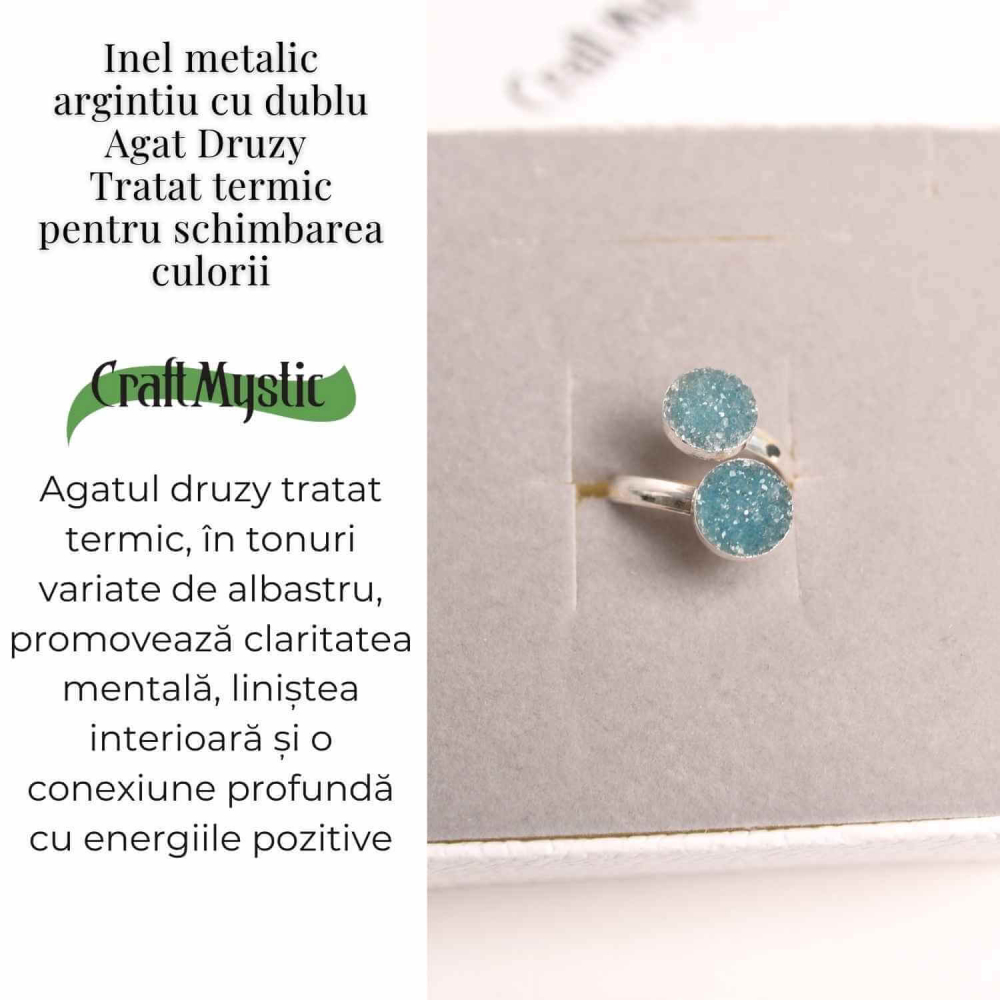 Inel Argintiu cu Dublu Agat Druzy – Energie si Eleganta Unica [3]