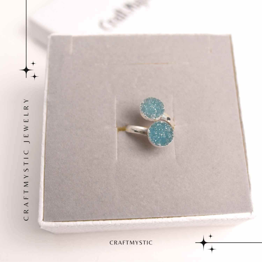 Inel Argintiu cu Dublu Agat Druzy – Energie si Eleganta Unica [6]
