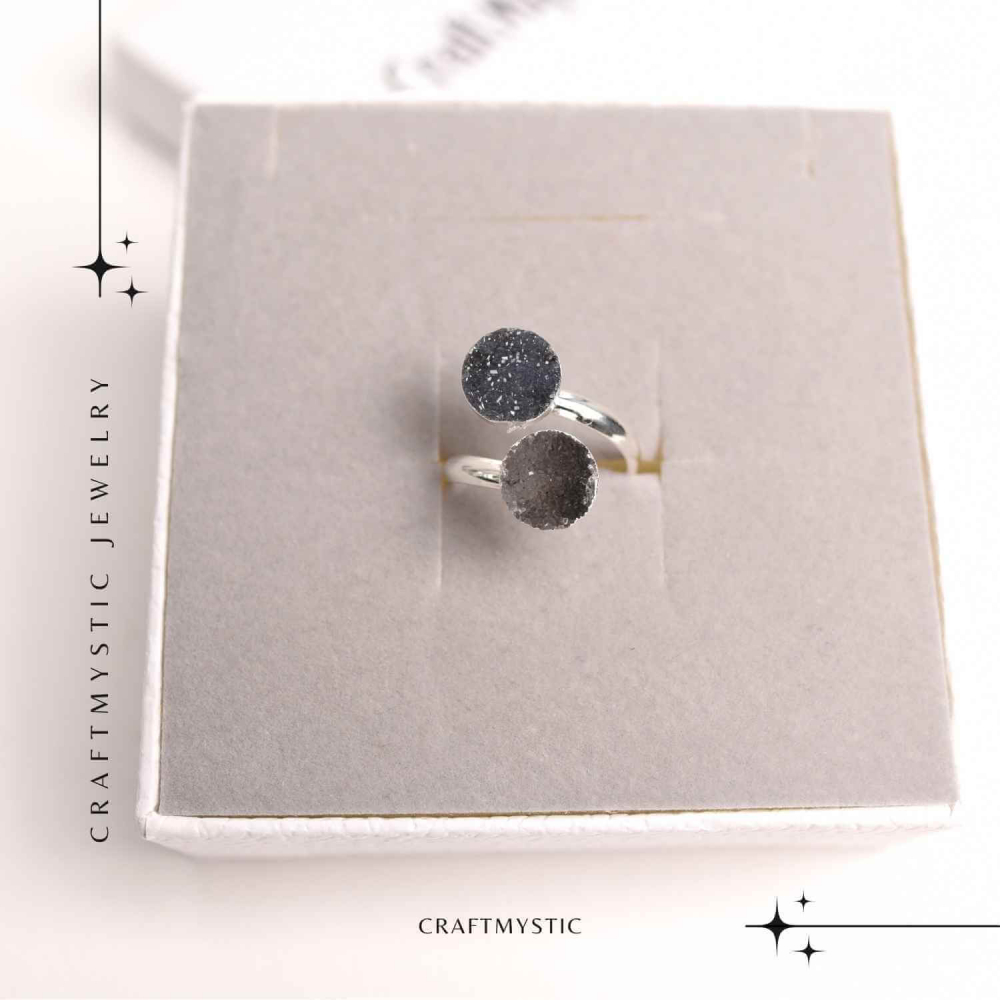 Inel Argintiu cu Dublu Agat Druzy – Energie si Eleganta Unica [6]
