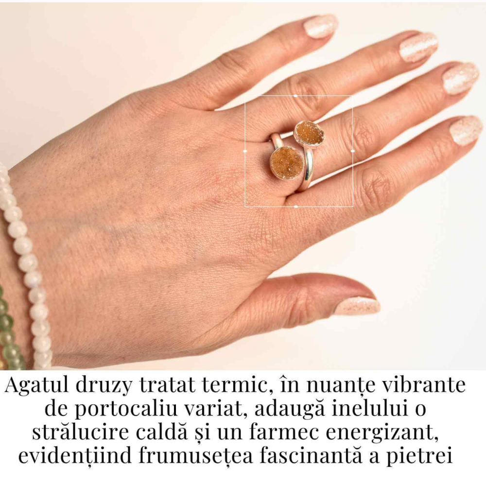 Inel Argintiu cu Dublu Agat Druzy – Energie si Eleganta Unica [2]