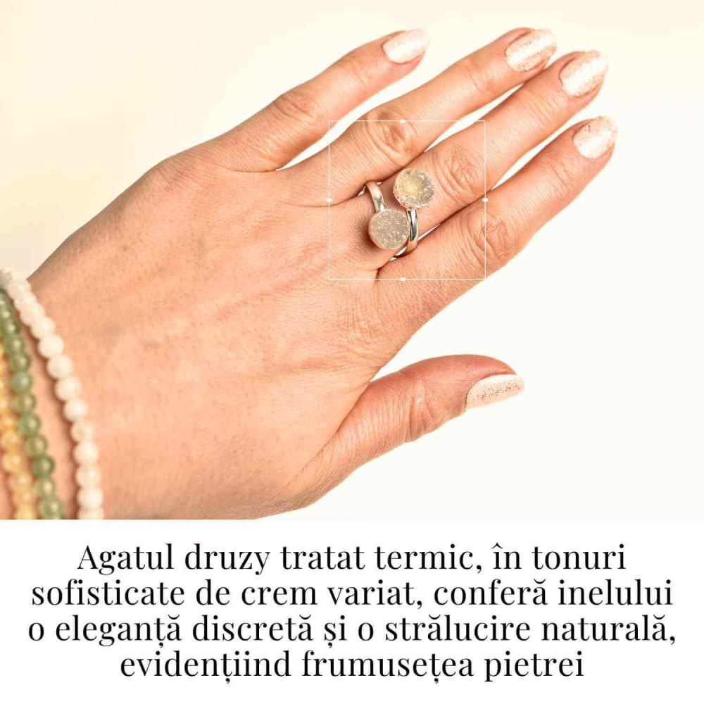 Inel Argintiu cu Dublu Agat Druzy – Energie si Eleganta Unica [2]