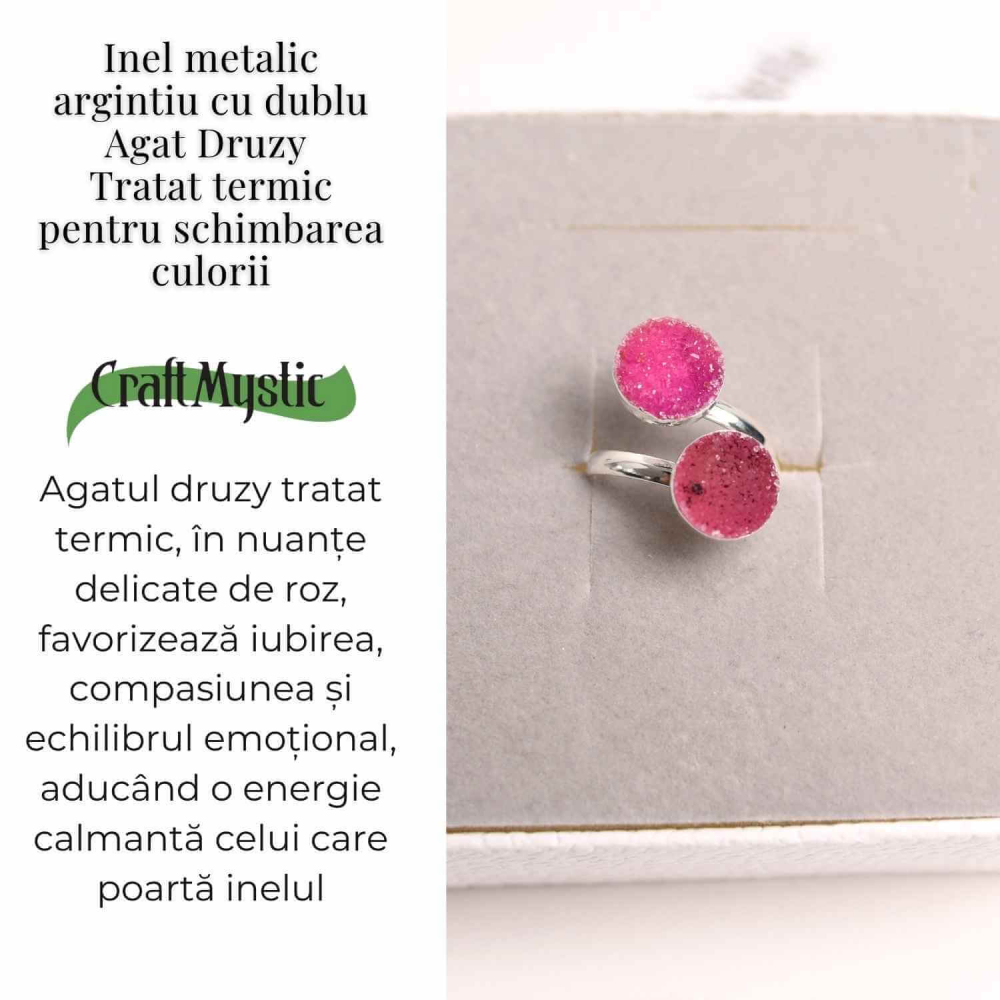Inel Argintiu cu Dublu Agat Druzy – Energie si Eleganta Unica [3]