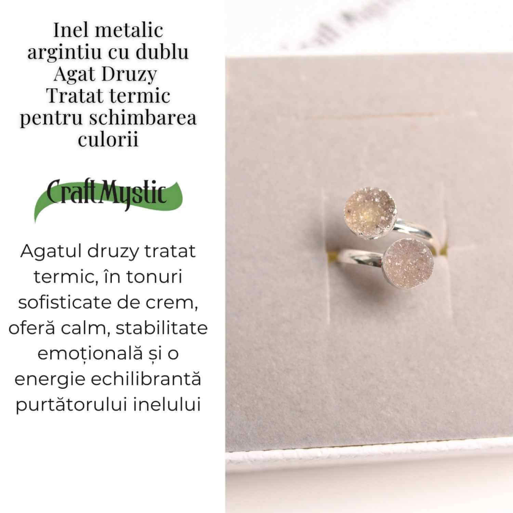 Inel Argintiu cu Dublu Agat Druzy – Energie si Eleganta Unica [3]