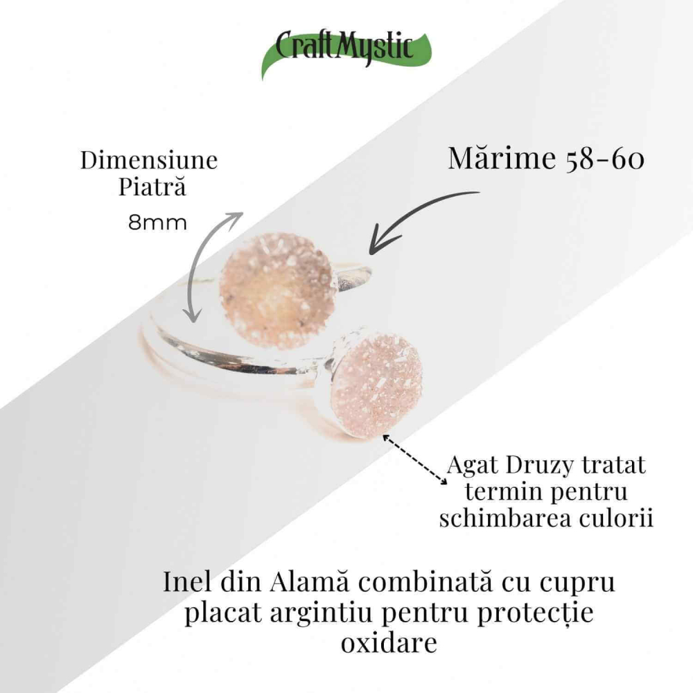 Inel Argintiu cu Dublu Agat Druzy – Energie si Eleganta Unica [4]