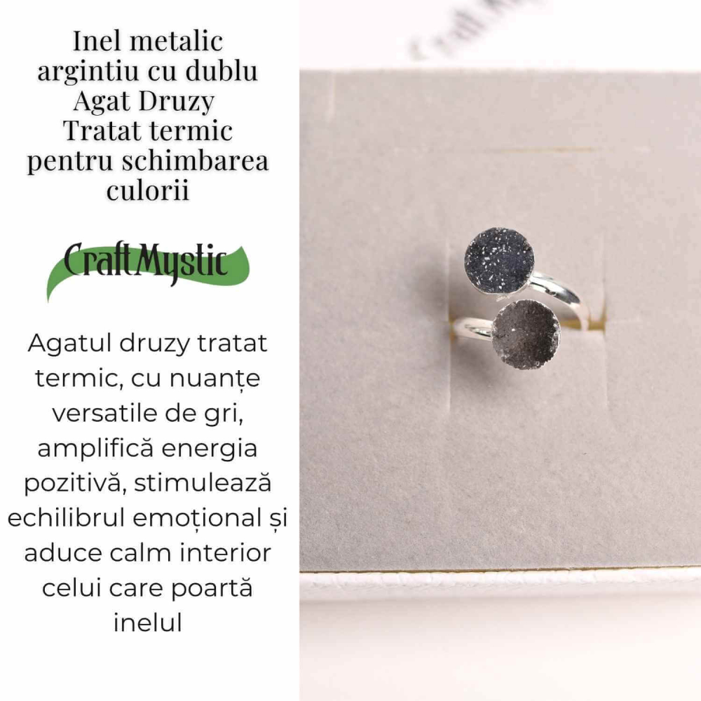 Inel Argintiu cu Dublu Agat Druzy – Energie si Eleganta Unica [3]