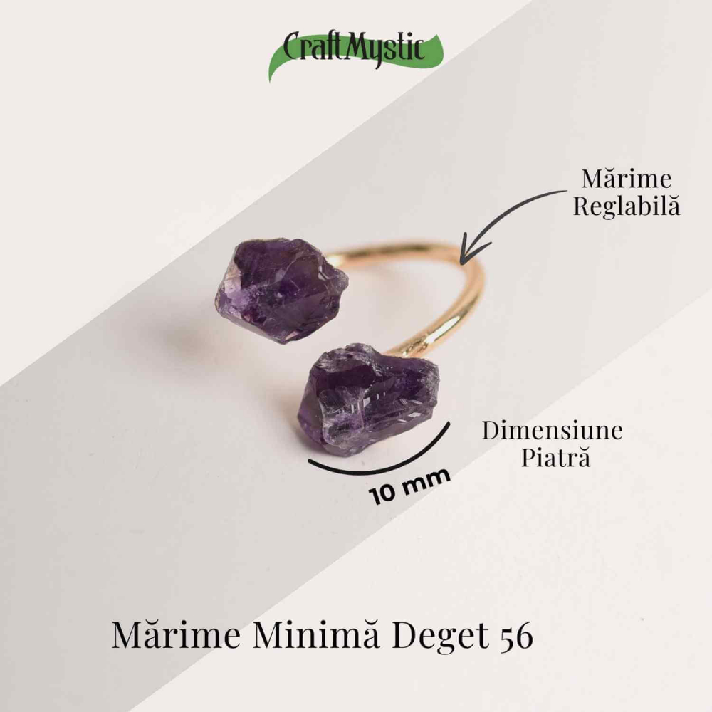 Inel reglabil cu dublu Ametist – Claritate mentala si echilibru spiritual [5]