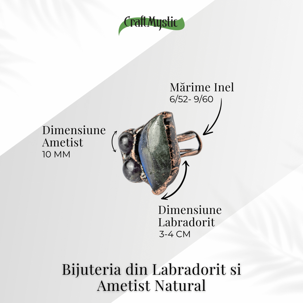 Inel Reglabil din Labradorit si Ametist Natural – Simbol al Intuitiei si Echilibrului Spiritual [5]