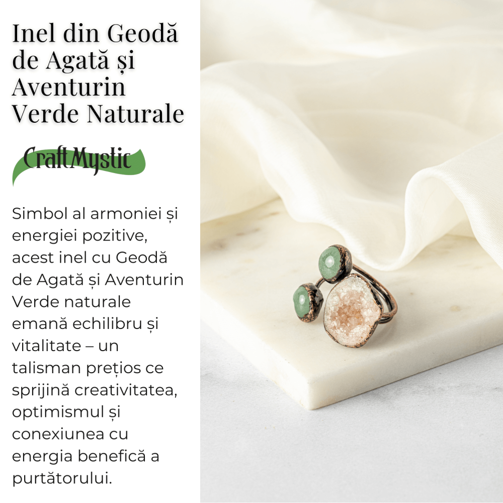 Inel din Geoda de Agata si Aventurin Verde Natural – Armonie si Vitalitate Interioara [3]