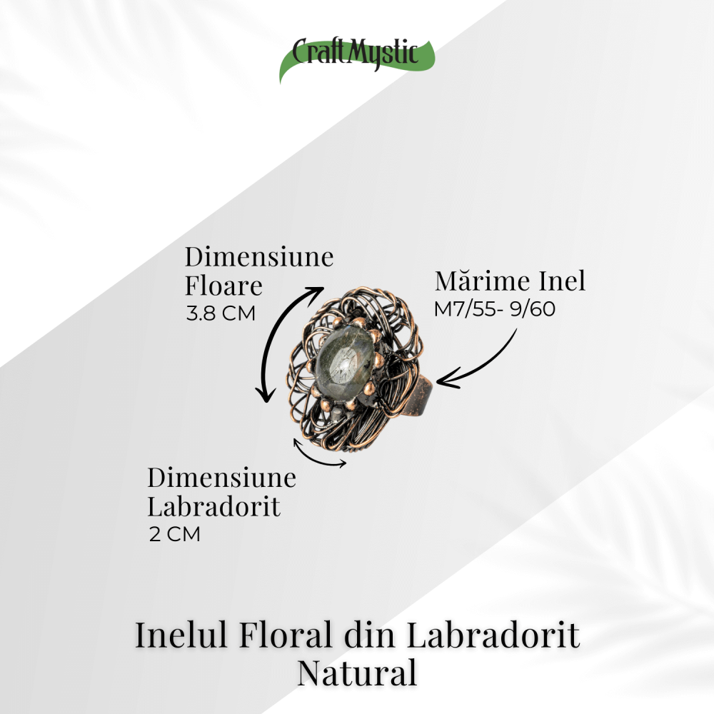Inel Floral din Cupru cu Labradorit Natural – Talisman al Transformarii si Protectiei Interioare [4]