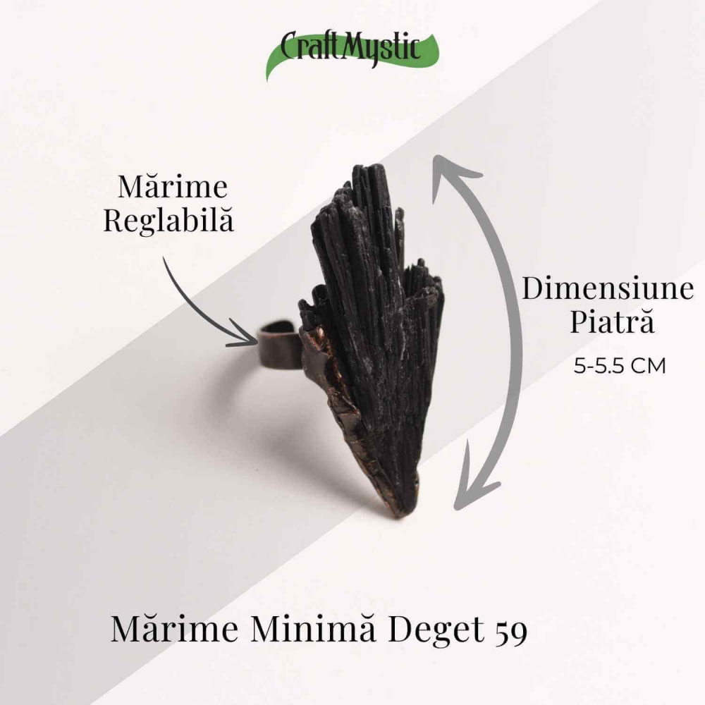Inel Reglabil Vintage cu Turmalina Neagra aripa – Protectie si echilibru energetic [5]