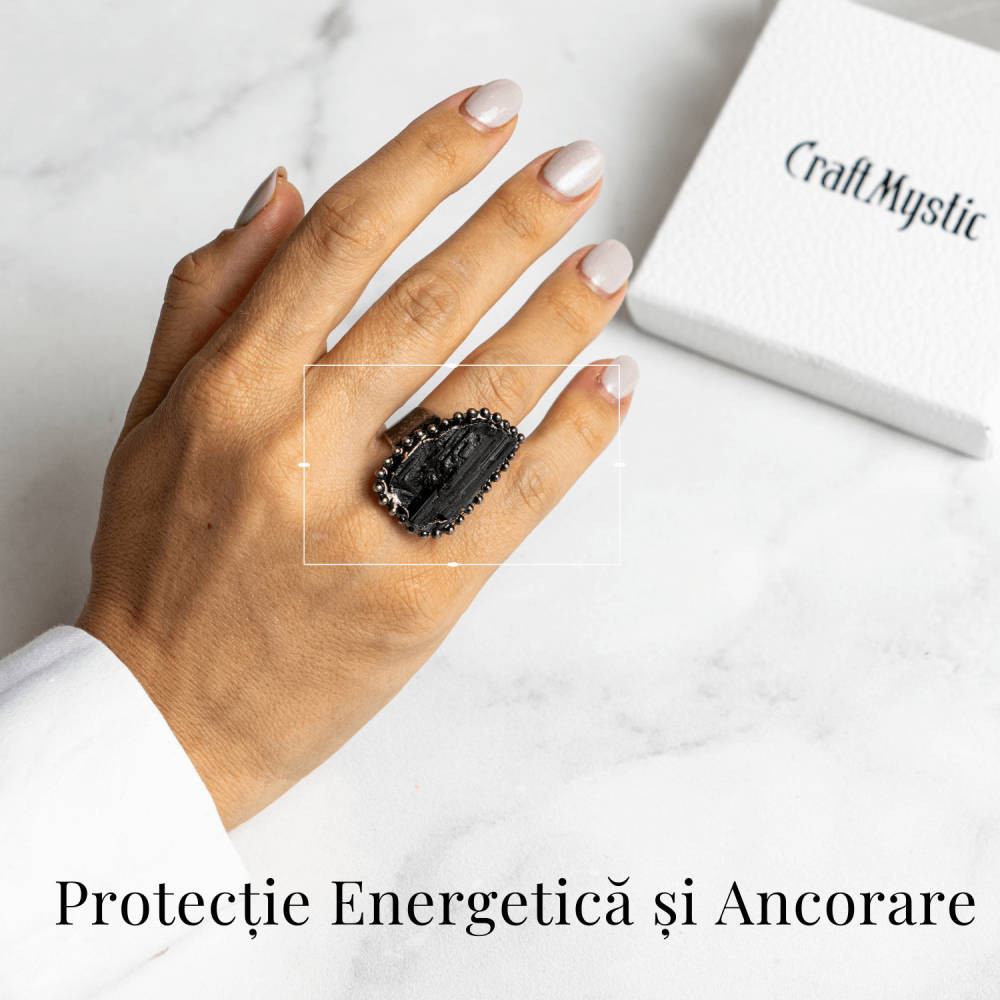 Inel Reglabil Vintage cu Turmalina Neagra – Protectie Energetica [2]