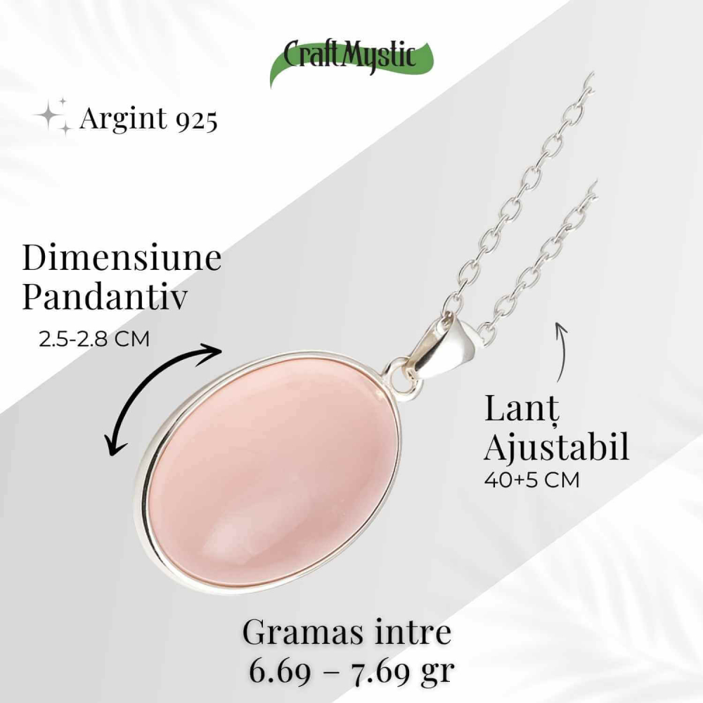 Colier cuart roz natural din argint 925– Echilibru si iubire profunda [3]
