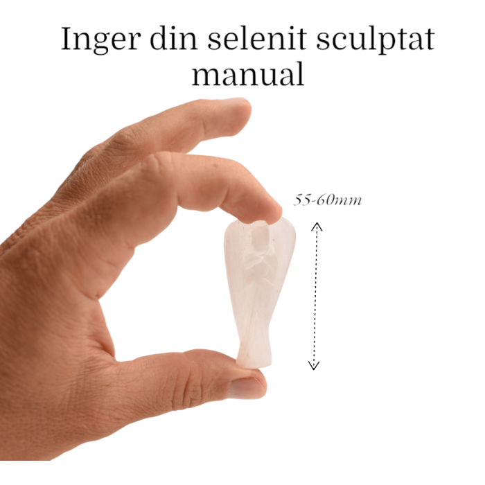 Inger de 55-60 mm Sculptat Manual din Piatra Naturala de Selenit-Protecție și Claritate Spirituală [3]