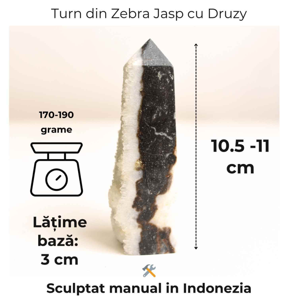 Turn din Jasp Zebra cu Druzy – Echilibru intre lumina si umbra [5]