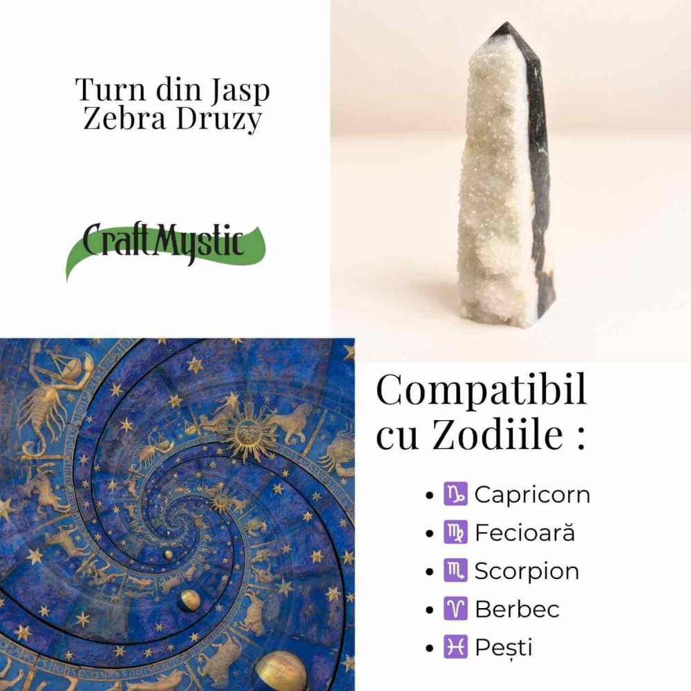 Turn din Jasp Zebra cu Druzy – Echilibru intre lumina si umbra [3]