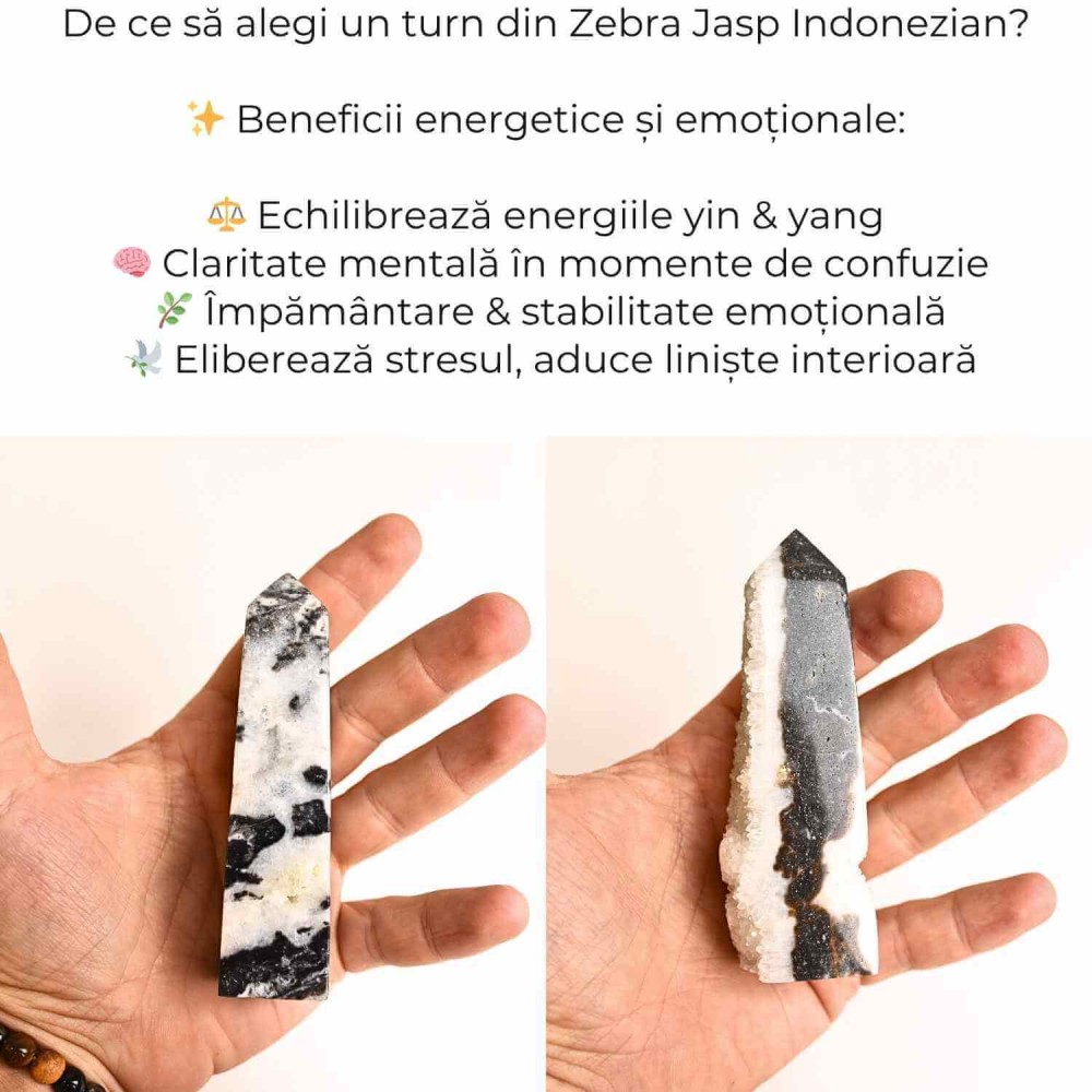 Turn din Jasp Zebra cu Druzy – Echilibru intre lumina si umbra [4]