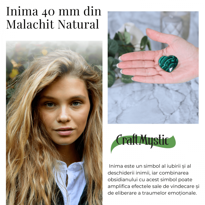 Inima de Malachit Natural 40mm - Puterea Vindecătoare la Îndemâna Ta [6]