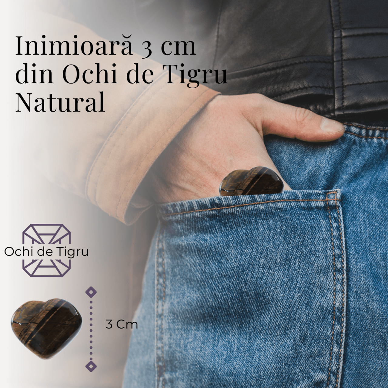 Inima Sculptata Manual de 30mm din Ochi de Tigru - Protectie si Curaj [4]