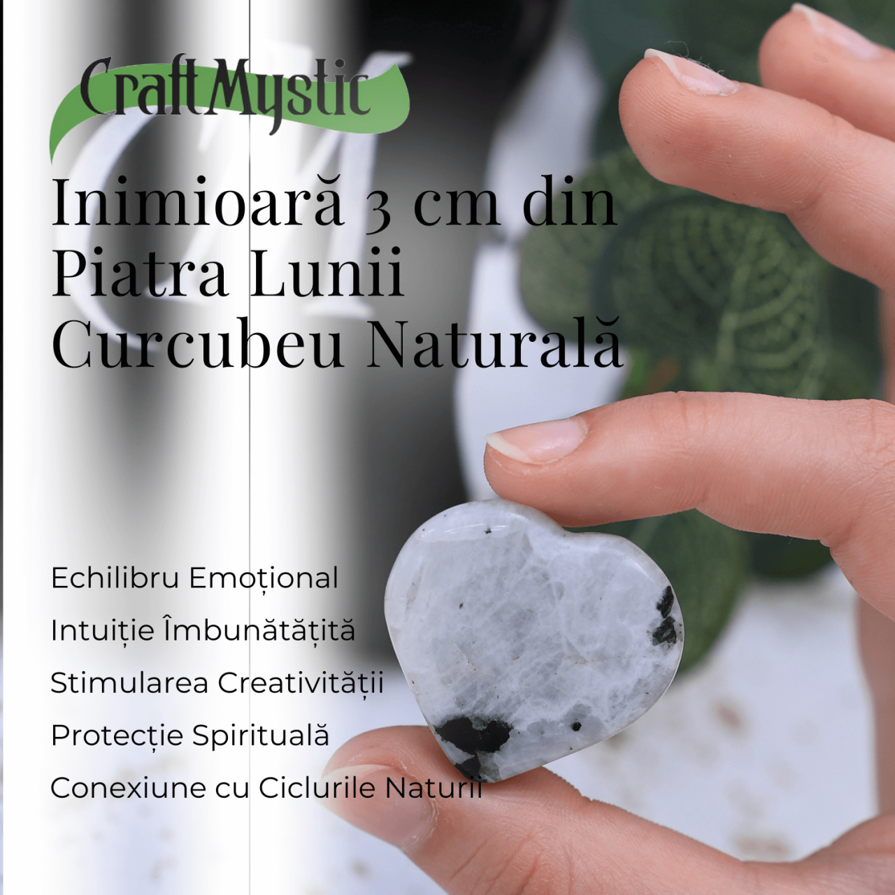 Inima Sculptata Manual din Piatra Lunii Curcubeu - Armonie si Liniste [3]