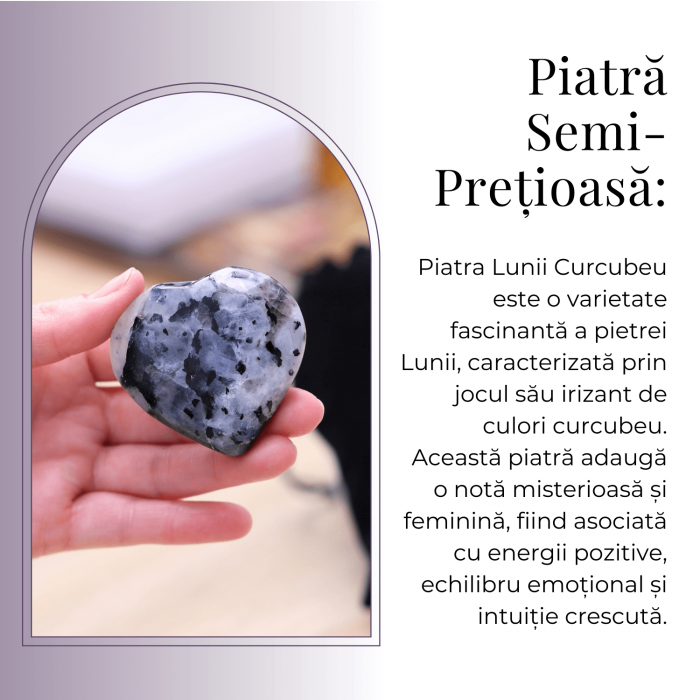 Inima Sculptata Manual de 55-60mm din Piatra Lunii Curcubeu Naturala [4]