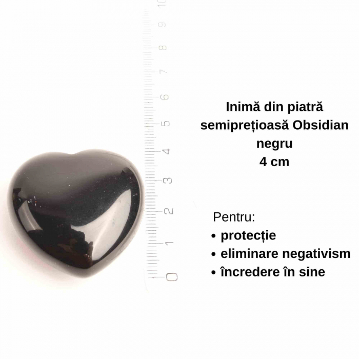 Inimioara cristal Obsidian Negru 4 cm - pentru protectie, stabilitate si armonie [2]