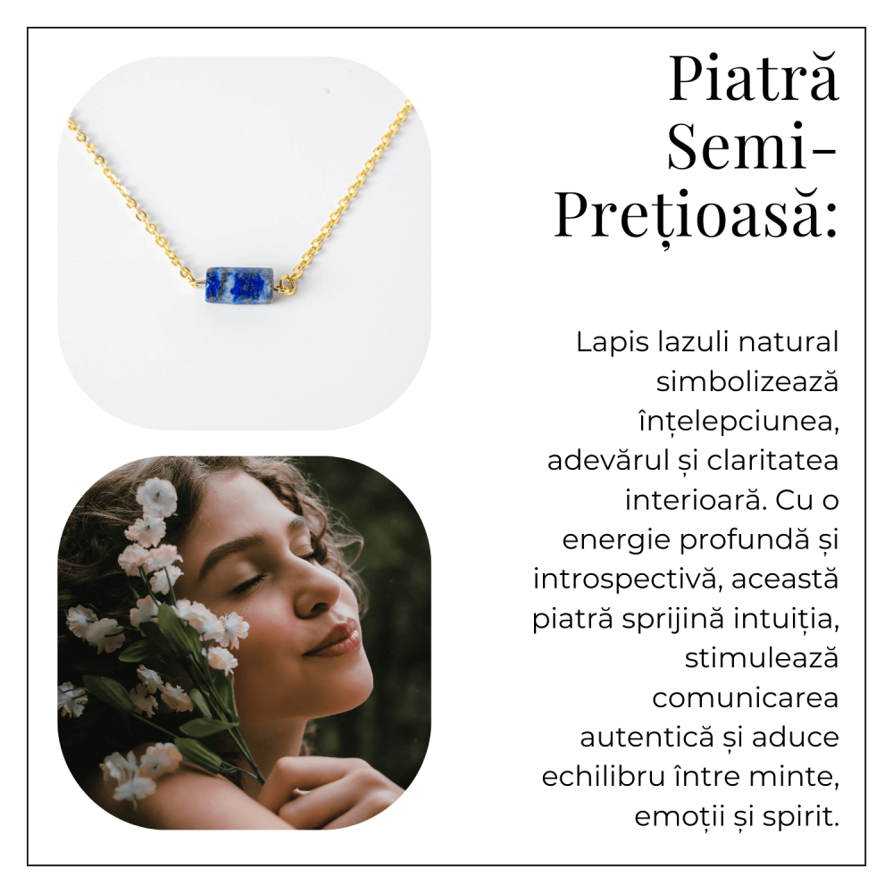 Intelepciune si Claritate – Colier cu Pandantiv Hexagonal din Lapis Lazuli Natural pe Lant de Cupru [6]