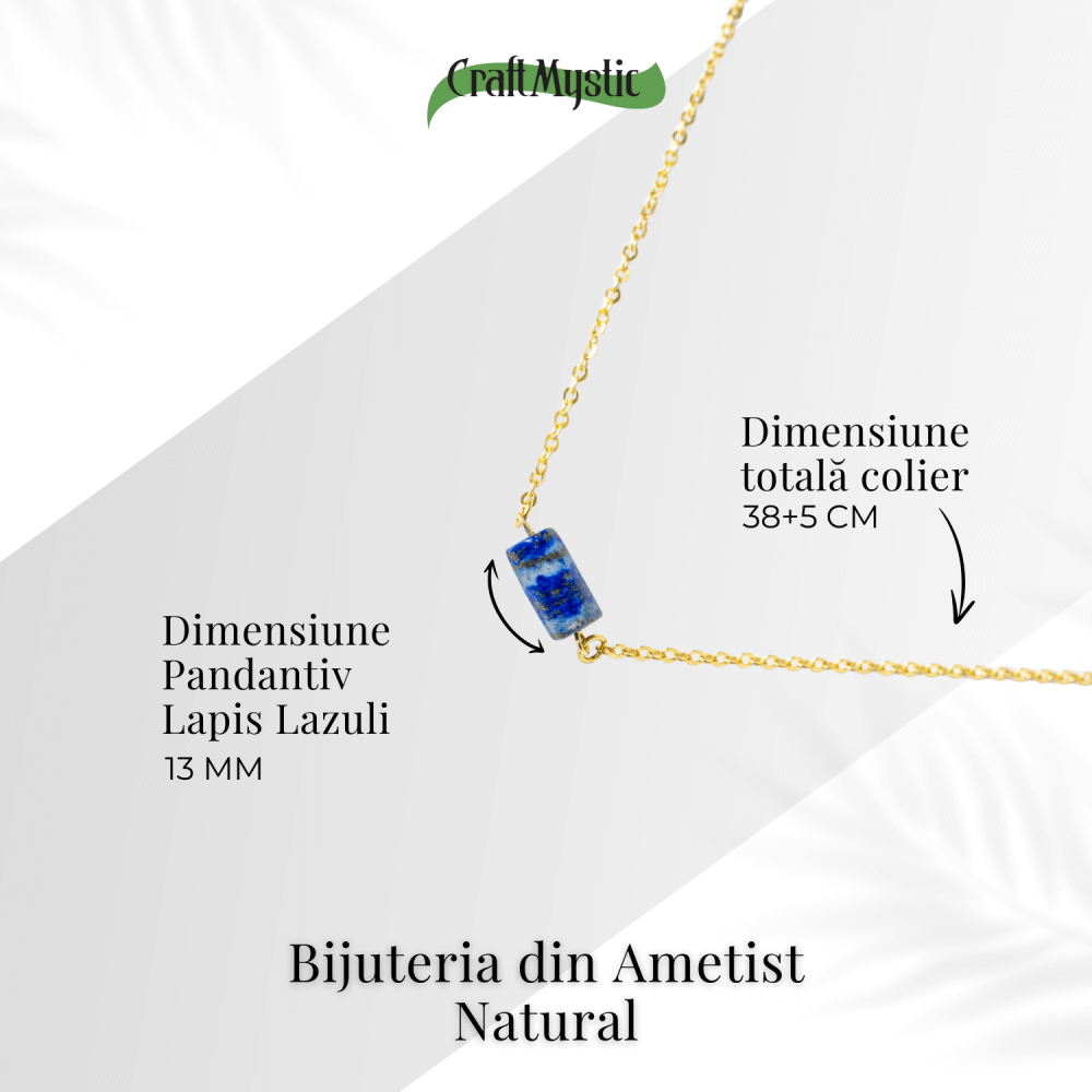 Intelepciune si Claritate – Colier cu Pandantiv Hexagonal din Lapis Lazuli Natural pe Lant de Cupru [4]