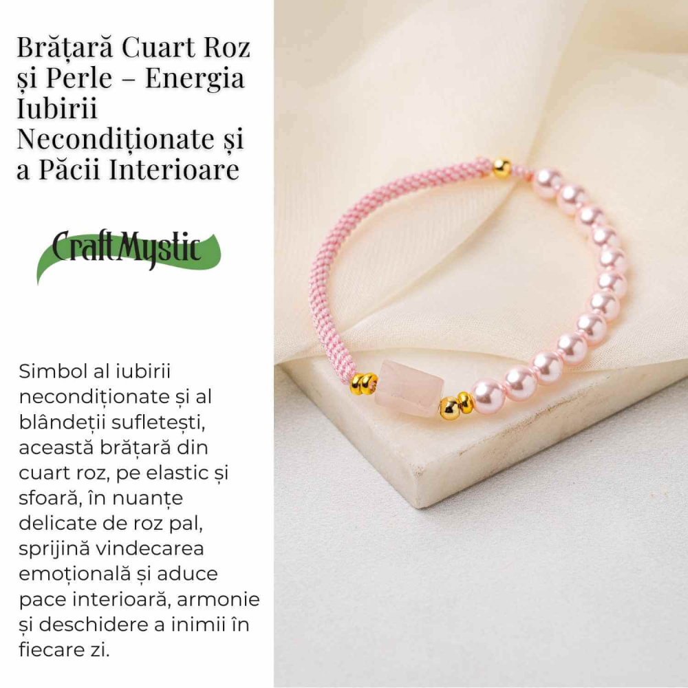 Bratara Cuart Roz si Perle – Energie de Iubire, Delicatețe si Armonie Interioara [3]
