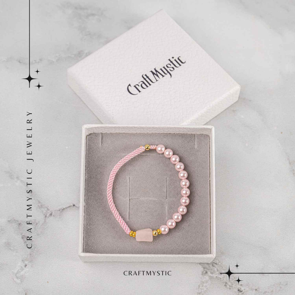 Bratara Cuart Roz si Perle – Energie de Iubire, Delicatețe si Armonie Interioara [8]