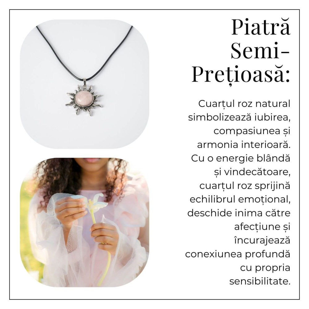 Iubire si Armonie – Colier Soare cu Cuart Roz Natural [6]