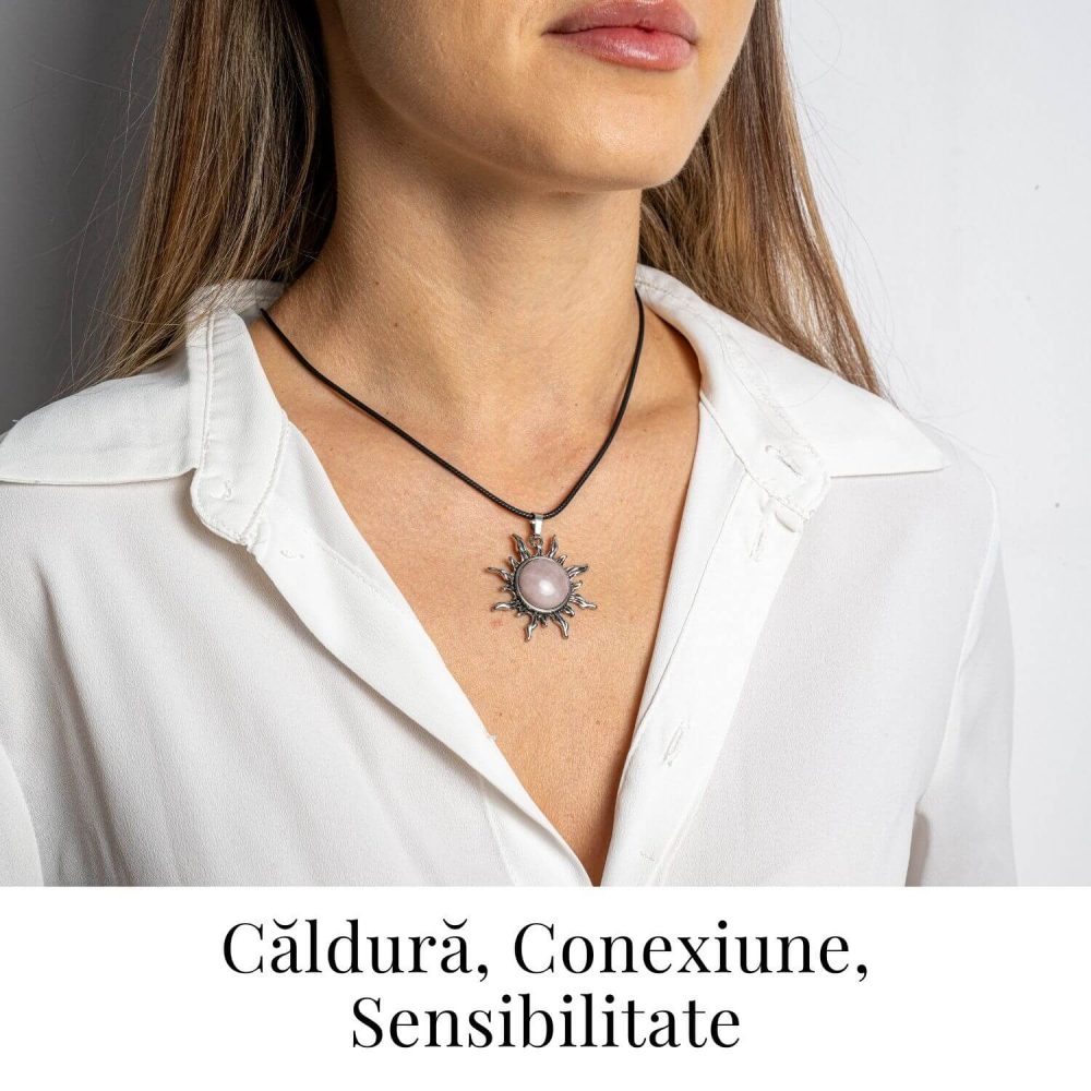 Iubire si Armonie – Colier Soare cu Cuart Roz Natural [2]