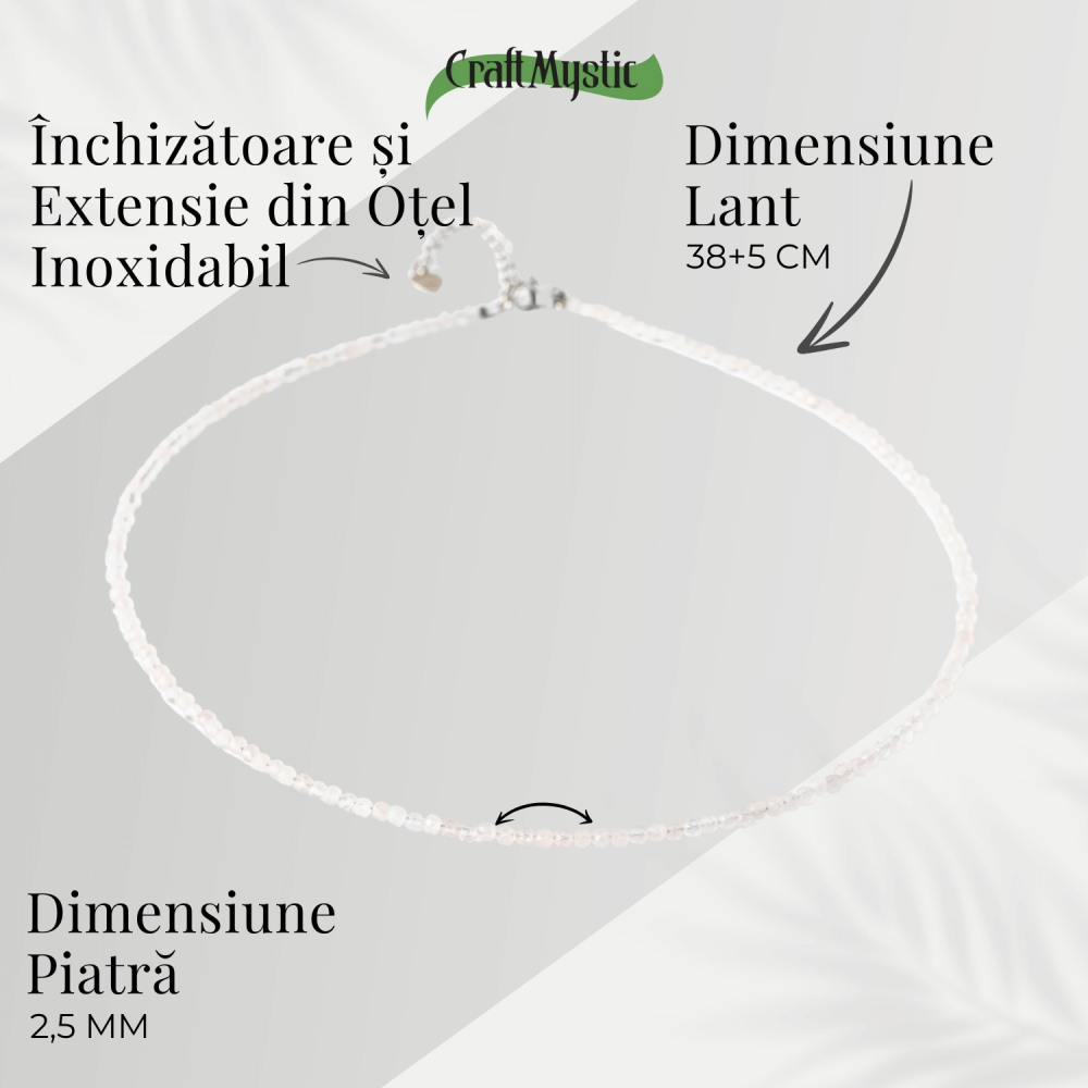 Iubire si Delicatete – Choker din Otel Inoxidabil cu Cuart Roz fatetat [4]