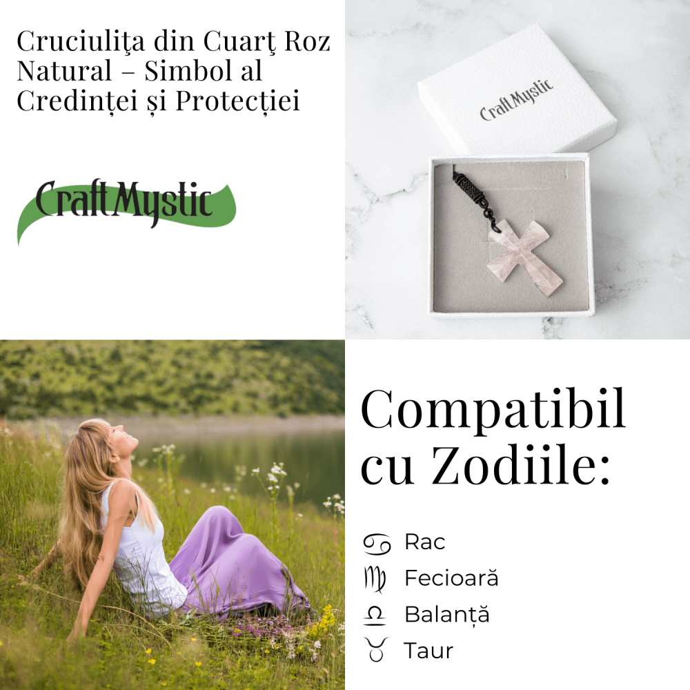 Iubire si Armonie – Colier Cruce din Cuart Roz Natural [5]