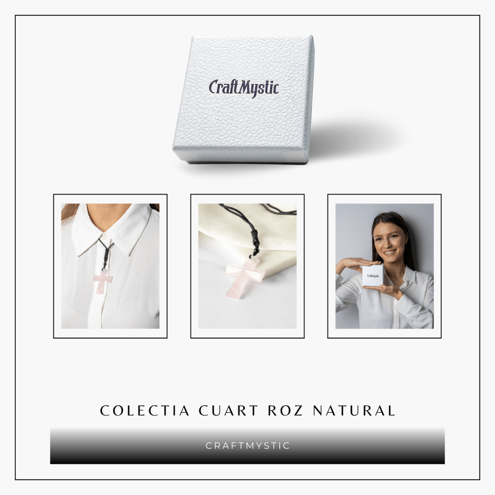 Iubire si Armonie – Colier Cruce din Cuart Roz Natural [8]