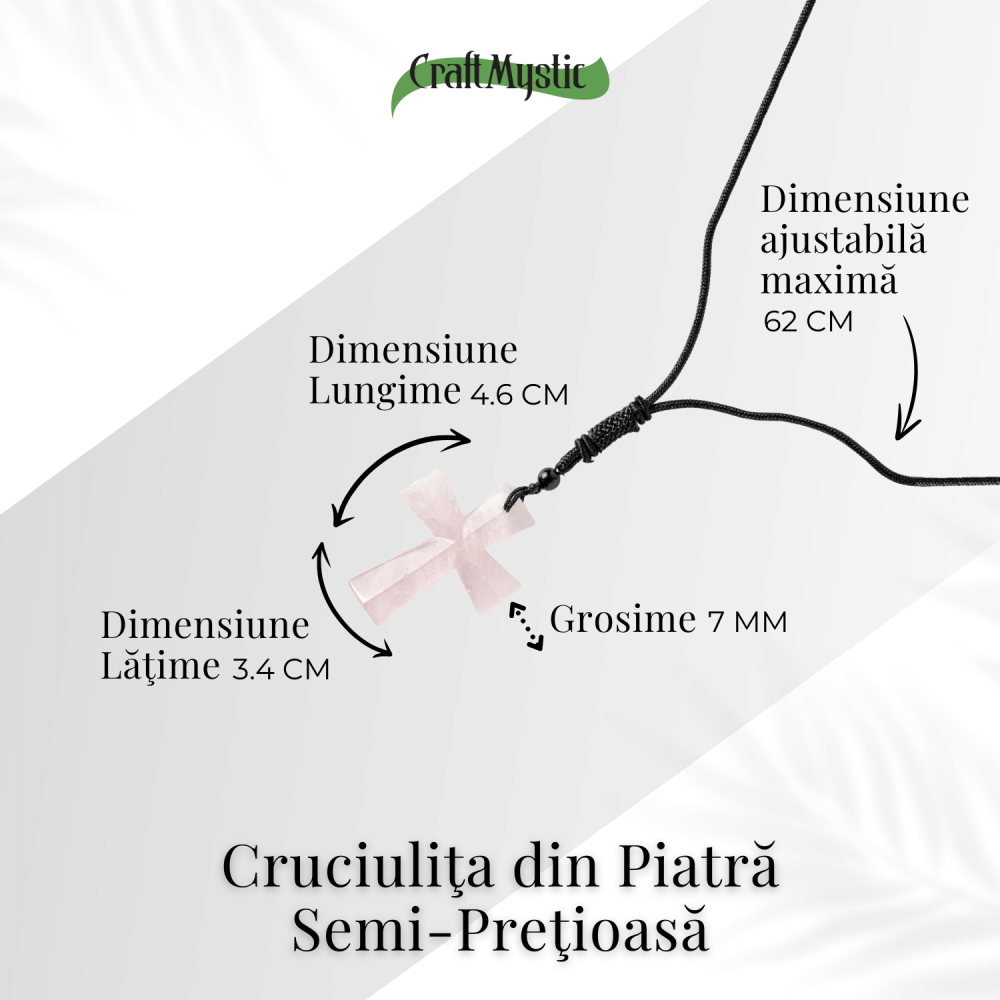 Iubire si Armonie – Colier Cruce din Cuart Roz Natural [4]