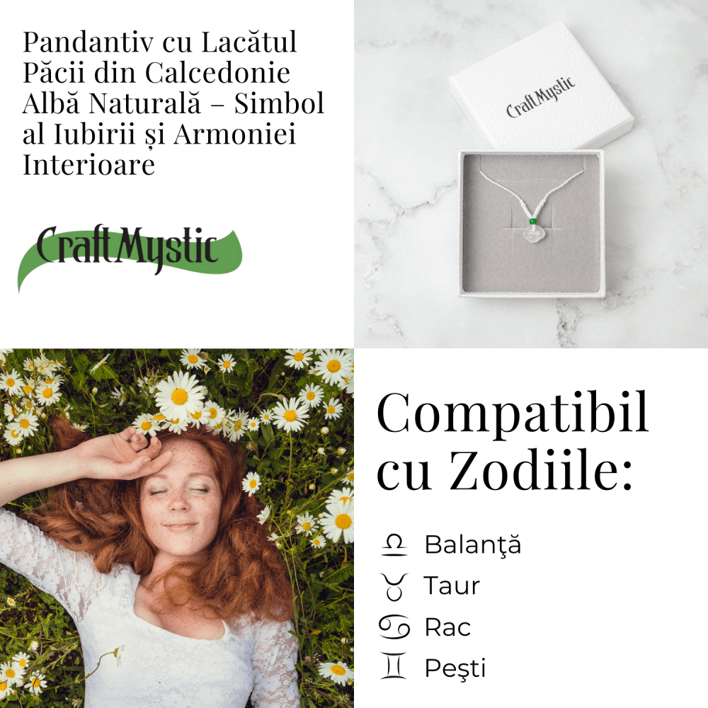 Protectie si Liniste Interioara – Colier Lacat al Pacii din Calcedonie Alba Naturala [5]