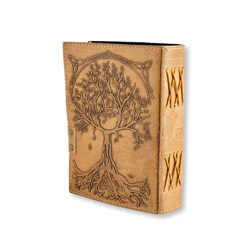 Jurnal Vintage maro cu Arborele Vietii si 7 Chakre - Piele Naturala [8]