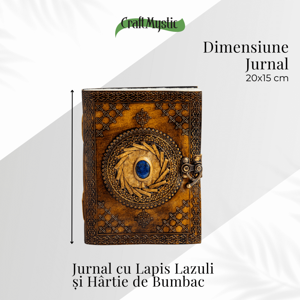 Jurnal din piele naturala cu Lapis Lazuli si hartie de bumbac – Calatorie interioara in stil vintage [4]