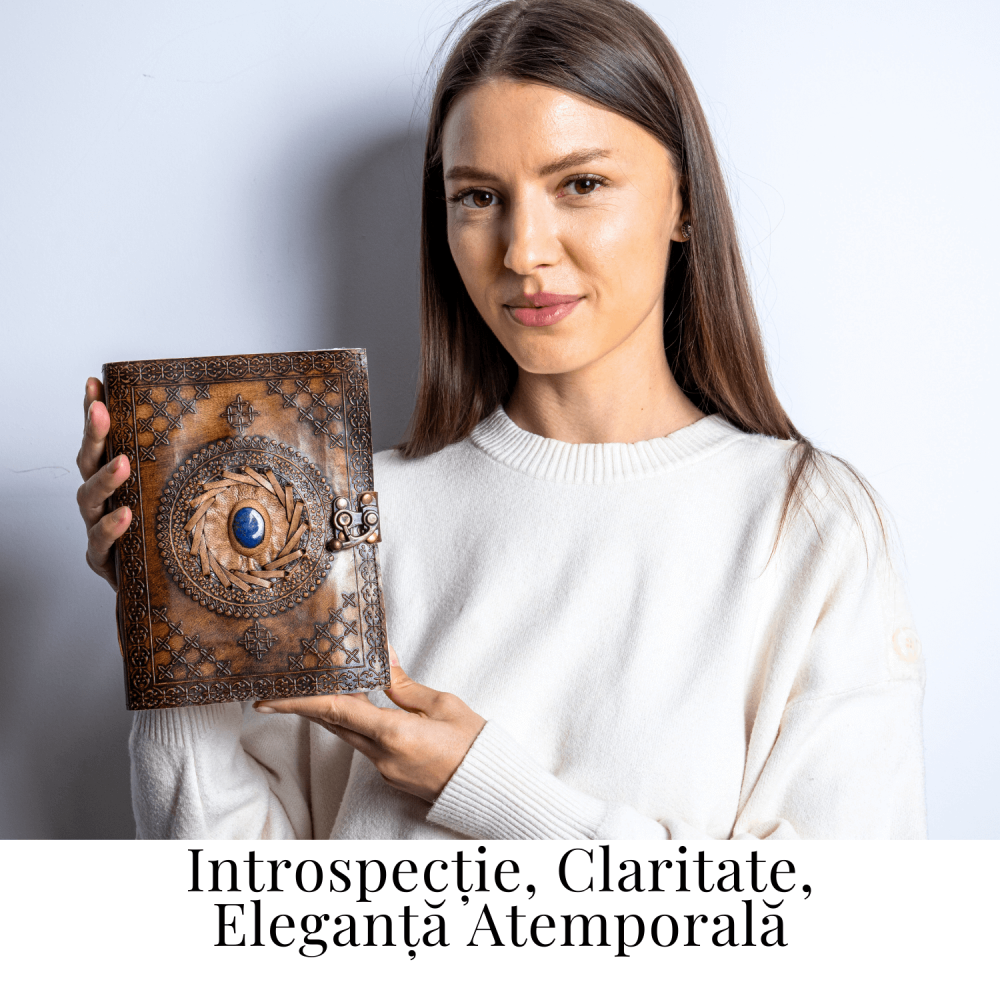 Jurnal din piele naturala cu Lapis Lazuli si hartie de bumbac – Calatorie interioara in stil vintage [2]