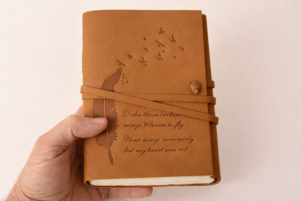 Jurnal Vintage din Piele Naturala „Aripa Libertatii” – hartie din bumbac, 18 × 13 cm [6]