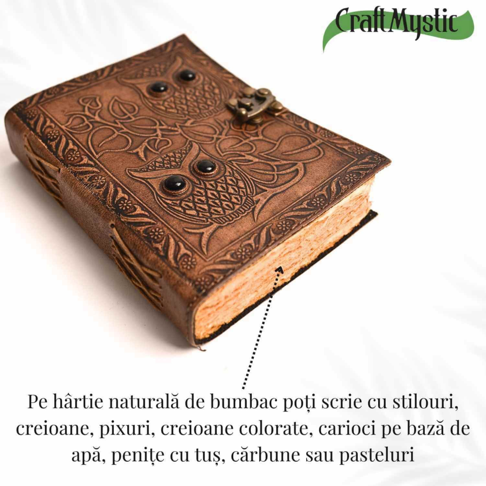 Jurnal piele naturala cu bufnite si obsidian – Intelepciune si protectie [3]