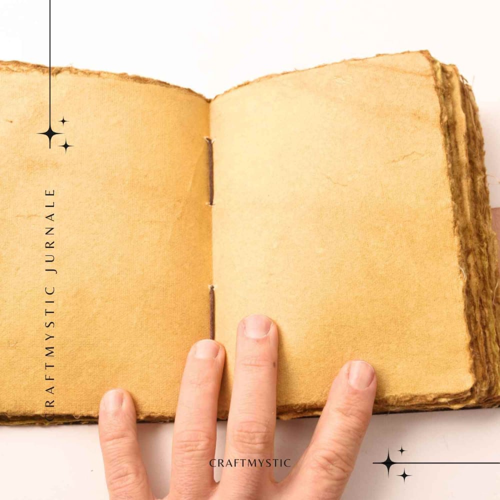 Calatoria Interioara – Jurnal din Piele Naturala cu Piatra Decorativa si Hartie de Bumbac Galbena [5]