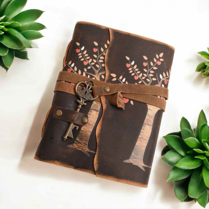 Jurnal Vintage cu Arborele Vietii, inchidere cu cheie si hartie de pergament- Protecție și Creștere [6]