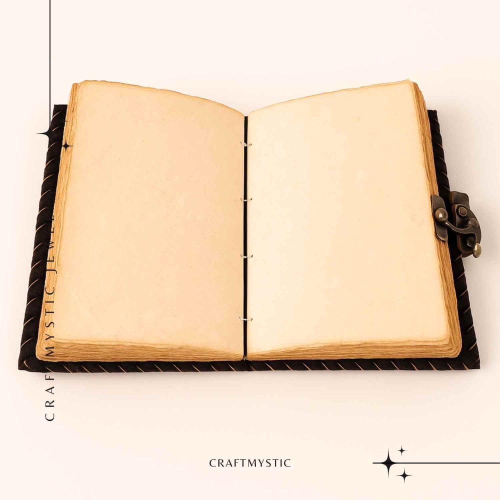 Jurnal Piele Naturala cu Hartie din Bumbac galbena model cheita [5]