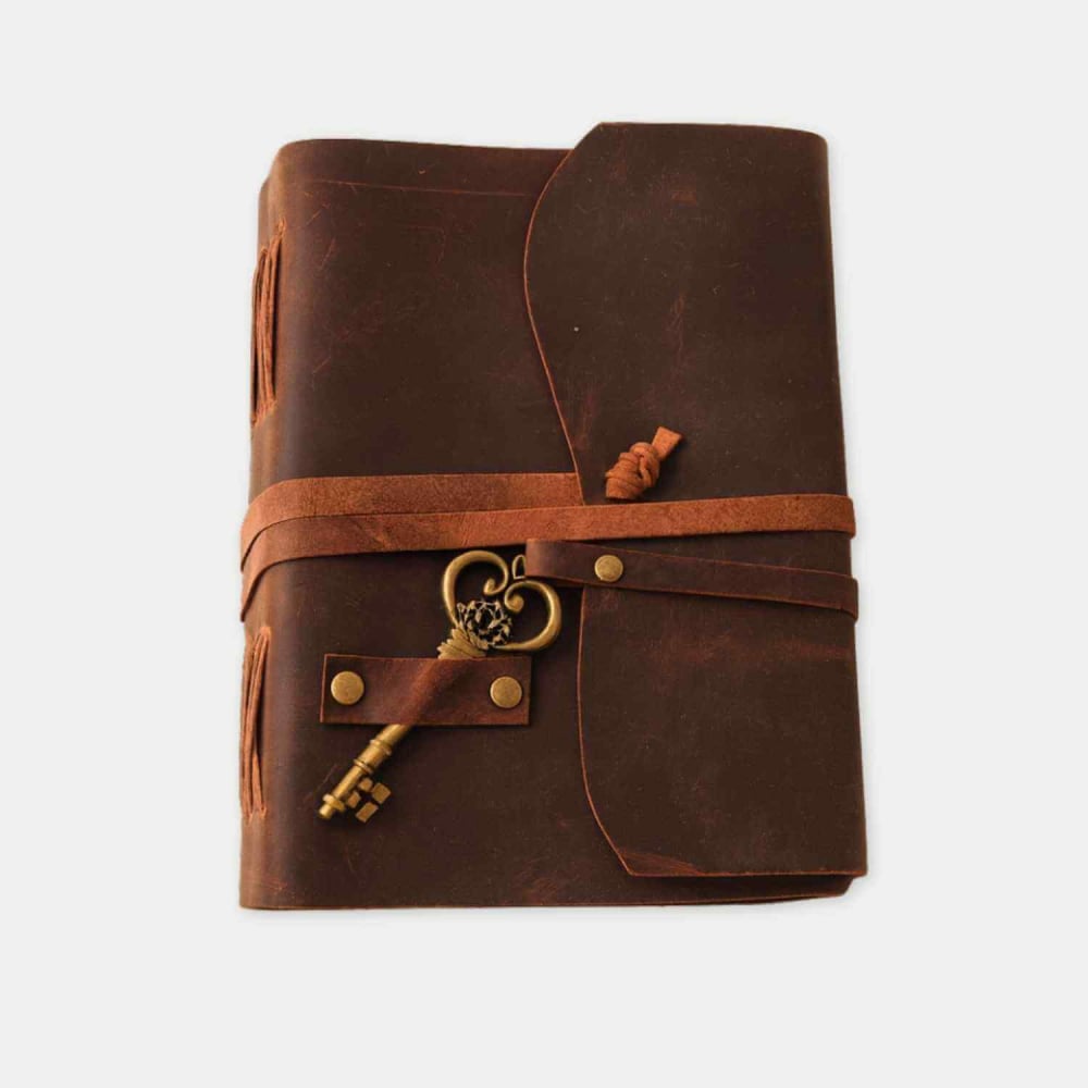 Jurnal Piele Naturala cu Hartie din Bumbac galbena model cheita [1]